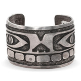 Vintage 1975 Tlingit Northwest Coast Sterling Silver Raven Cuff