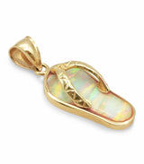 14k Yellow Gold Australian Striated Opal Flip Flop Pendant & Earring Set