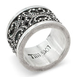 Lois Hill Sterling Silver Granulation Scroll Cuff Bracelet Ring and Earring Set
