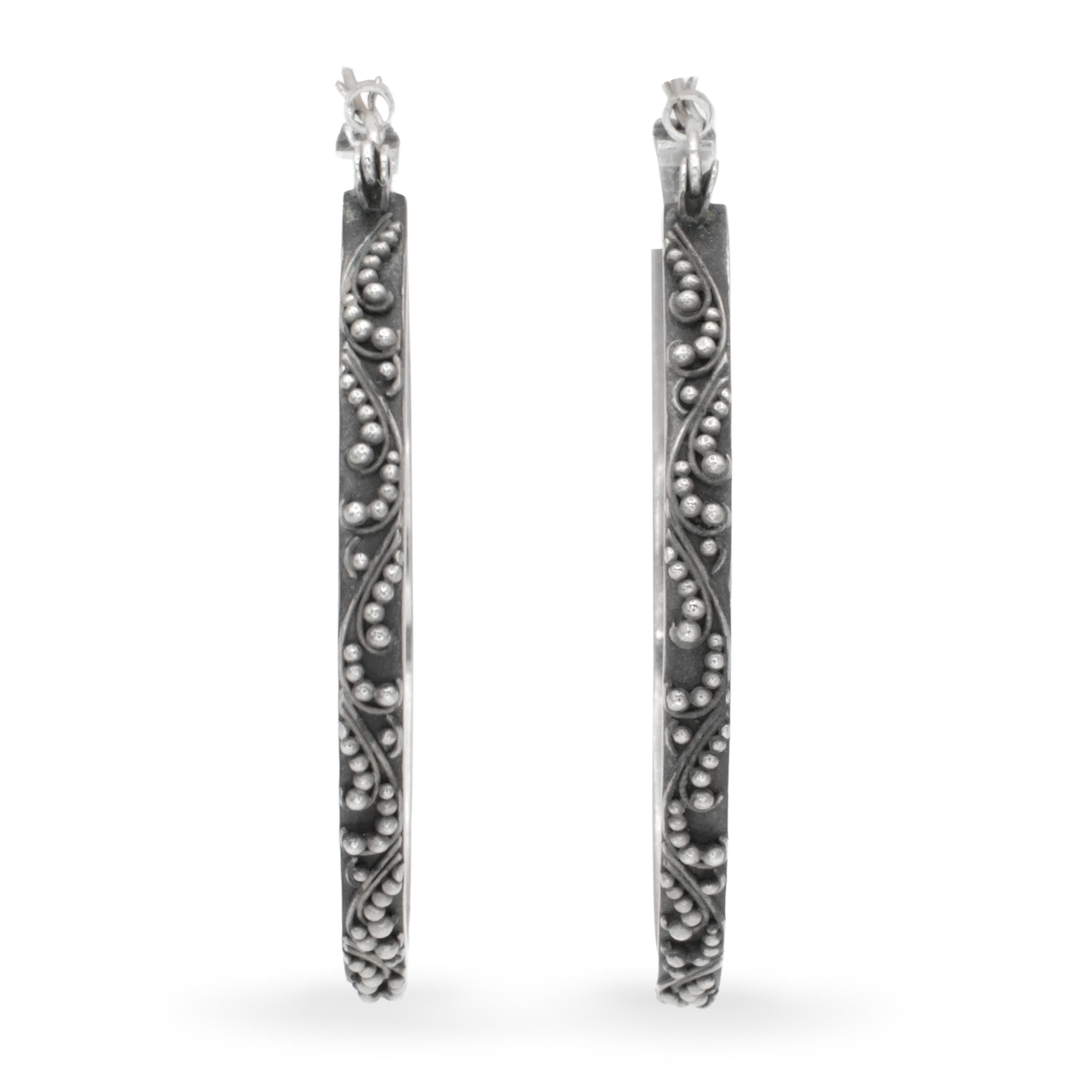 Lois Hill Sterling Silver Granulation Scroll Cuff Bracelet Ring and Earring Set