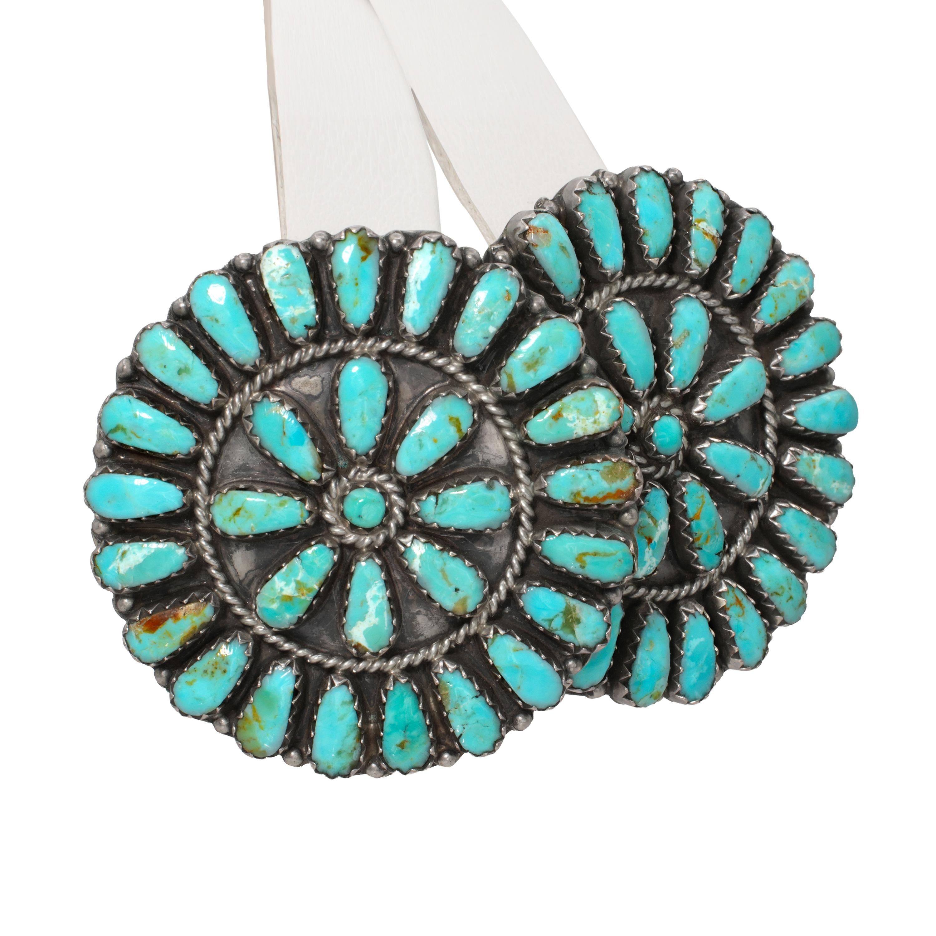 Vintage Zeta Begay Sterling Silver Turquoise Cluster Earrings