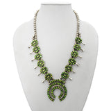 Victor Begay Navajo Sterling Silver Turquoise Squash Blossom Necklace & Earrings