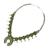 Victor Begay Navajo Sterling Silver Turquoise Squash Blossom Necklace & Earrings