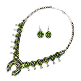 Victor Begay Navajo Sterling Silver Turquoise Squash Blossom Necklace & Earrings