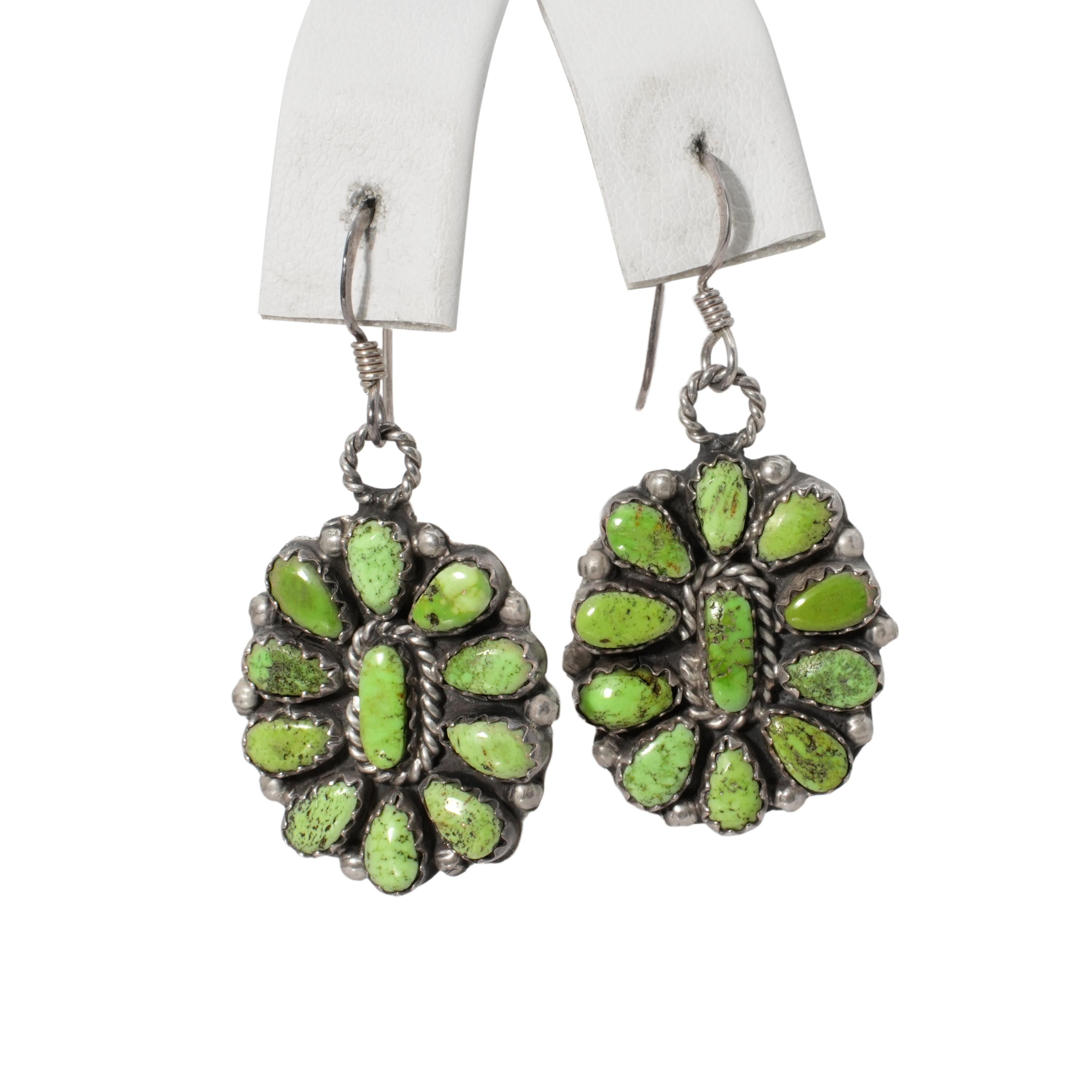 Victor Begay Navajo Sterling Silver Turquoise Squash Blossom Necklace & Earrings