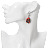 Vintage Southwestern Silver Coral Cluster Squash Blossom Necklace & Earrings