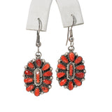 Vintage Southwestern Silver Coral Cluster Squash Blossom Necklace & Earrings