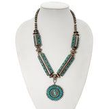 Vintage Navajo W. Begay Sterling Silver Turquoise Cluster Necklace