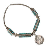 Vintage Navajo W. Begay Sterling Silver Turquoise Cluster Necklace