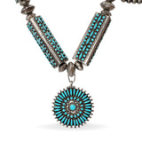 Vintage Navajo W. Begay Sterling Silver Turquoise Cluster Necklace