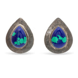 Vintage Southwestern Sterling Silver Azurite Malachite Necklace & Earring Set