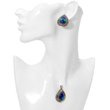 Vintage Southwestern Sterling Silver Azurite Malachite Necklace & Earring Set