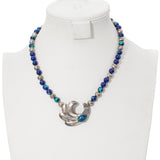 Vintage Southwestern Sterling Silver Azurite Malachite Necklace & Earring Set