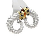 David Yurman Sterling Silver 14K Gold Citrine Sapphire Earrings