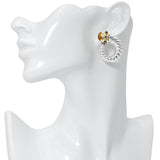 David Yurman Sterling Silver 14K Gold Citrine Sapphire Earrings