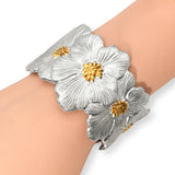 Buccellati Sterling Silver & Gold Floral Cuff Bracelet