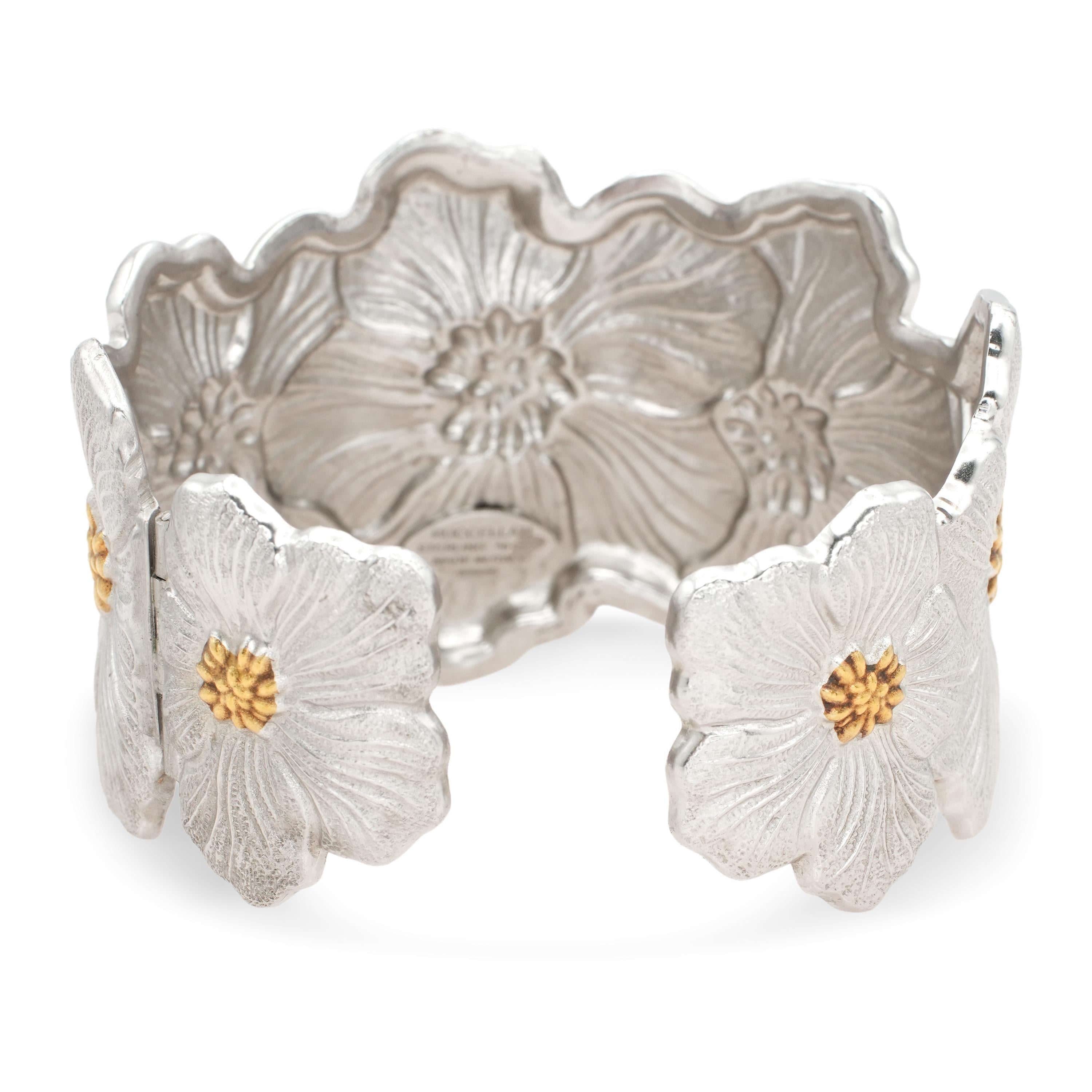 Buccellati Sterling Silver & Gold Floral Cuff Bracelet