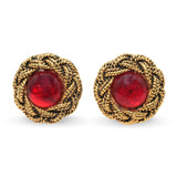 Vintage 1994 Chanel Gold-Plated Red Gripoix Rope Cufflinks