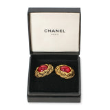 Vintage 1994 Chanel Gold-Plated Red Gripoix Rope Cufflinks