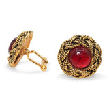 Vintage 1994 Chanel Gold-Plated Red Gripoix Rope Cufflinks