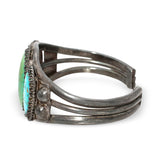 Vintage Southwestern Sterling Silver Turquoise Three-Stone Cuff Bracelet