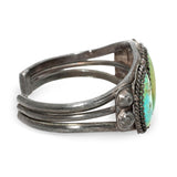 Vintage Southwestern Sterling Silver Turquoise Three-Stone Cuff Bracelet