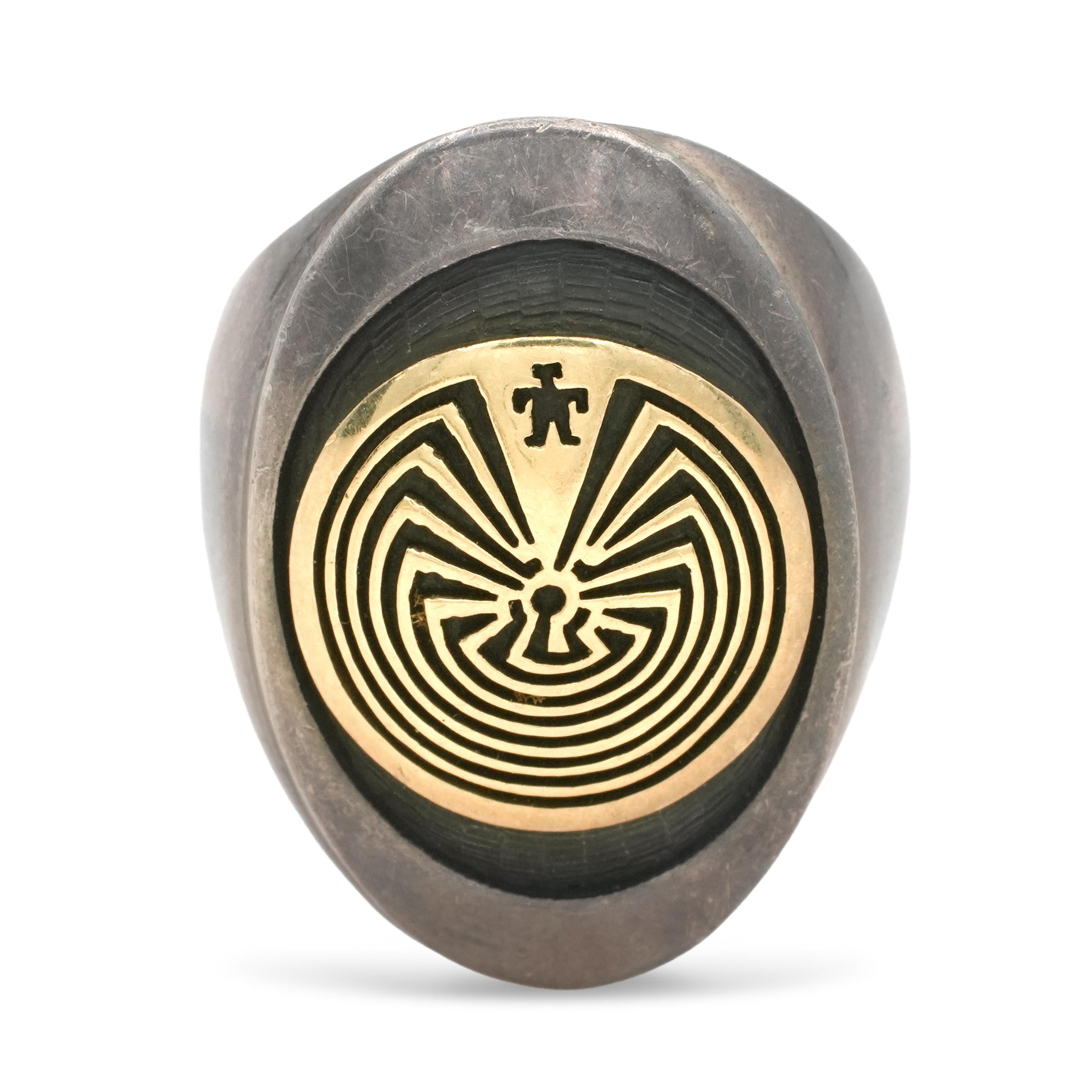 Jason Takala Sterling Silver 14K Gold Man in the Maze Ring