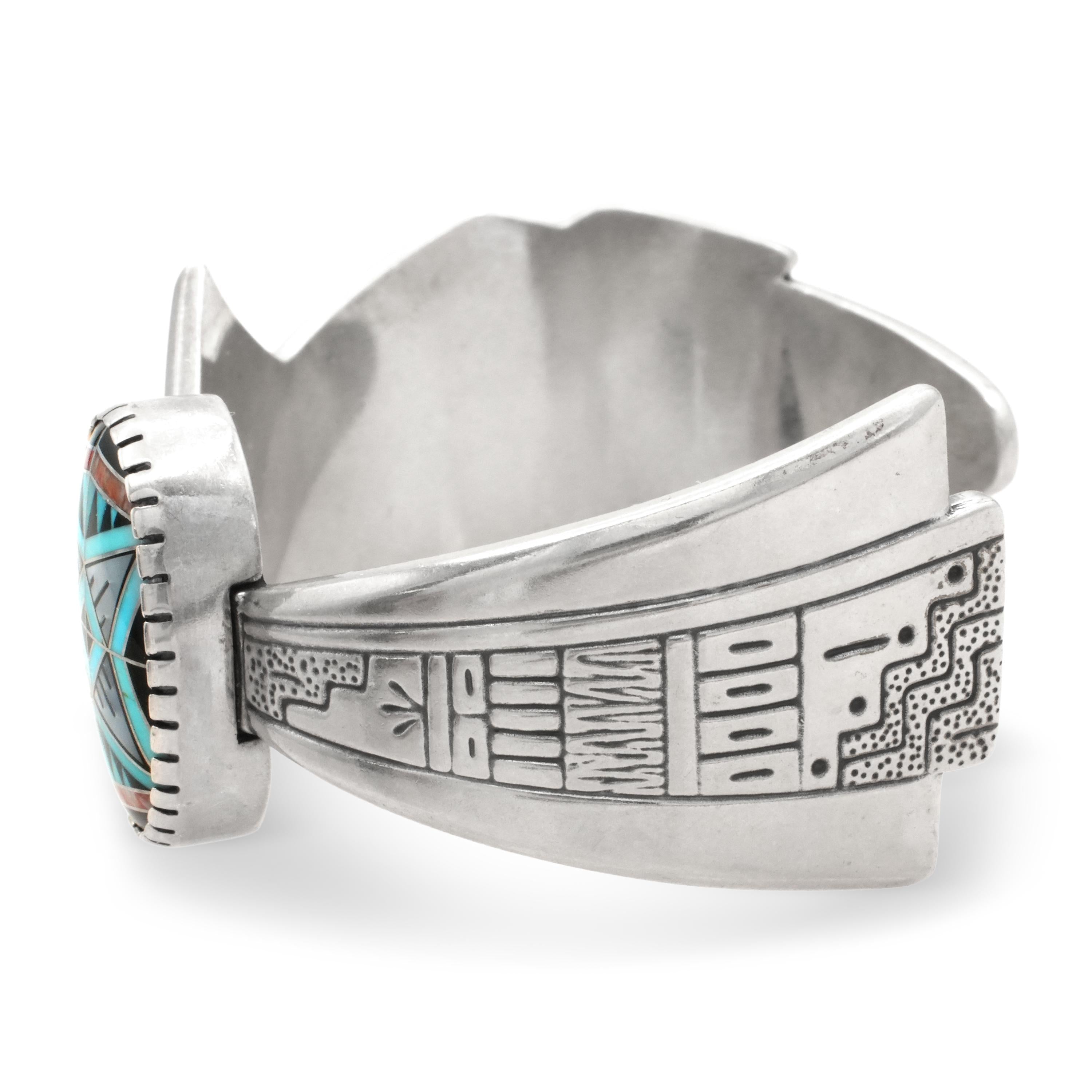 Roderick Tenorio Sterling Silver Multi-Stone Inlay Cuff