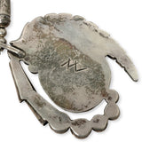 Vintage Southwestern Sterling Silver Turquoise Leaf Pendant Necklace