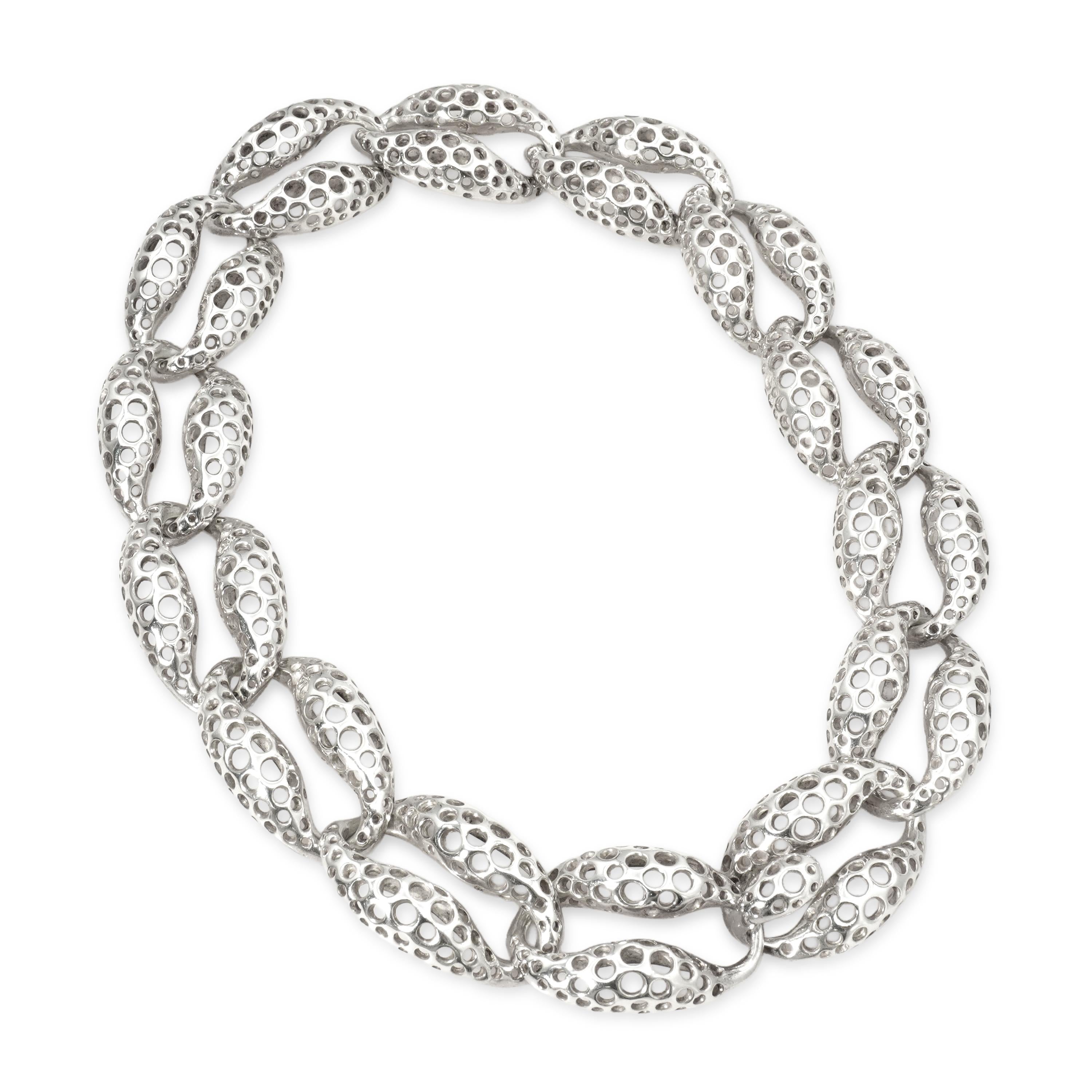 Angela Cummings "Perforation" Sterling Silver Clip-On Earrings and Necklace Set