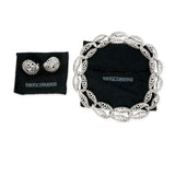 Angela Cummings "Perforation" Sterling Silver Clip-On Earrings and Necklace Set