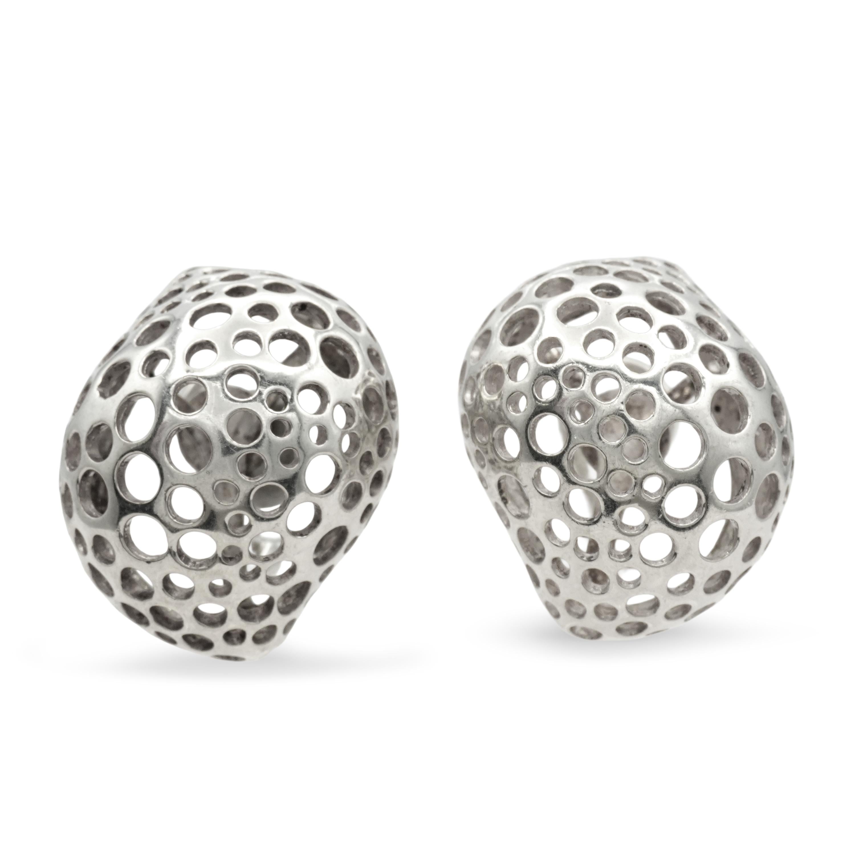 Angela Cummings "Perforation" Sterling Silver Clip-On Earrings and Necklace Set