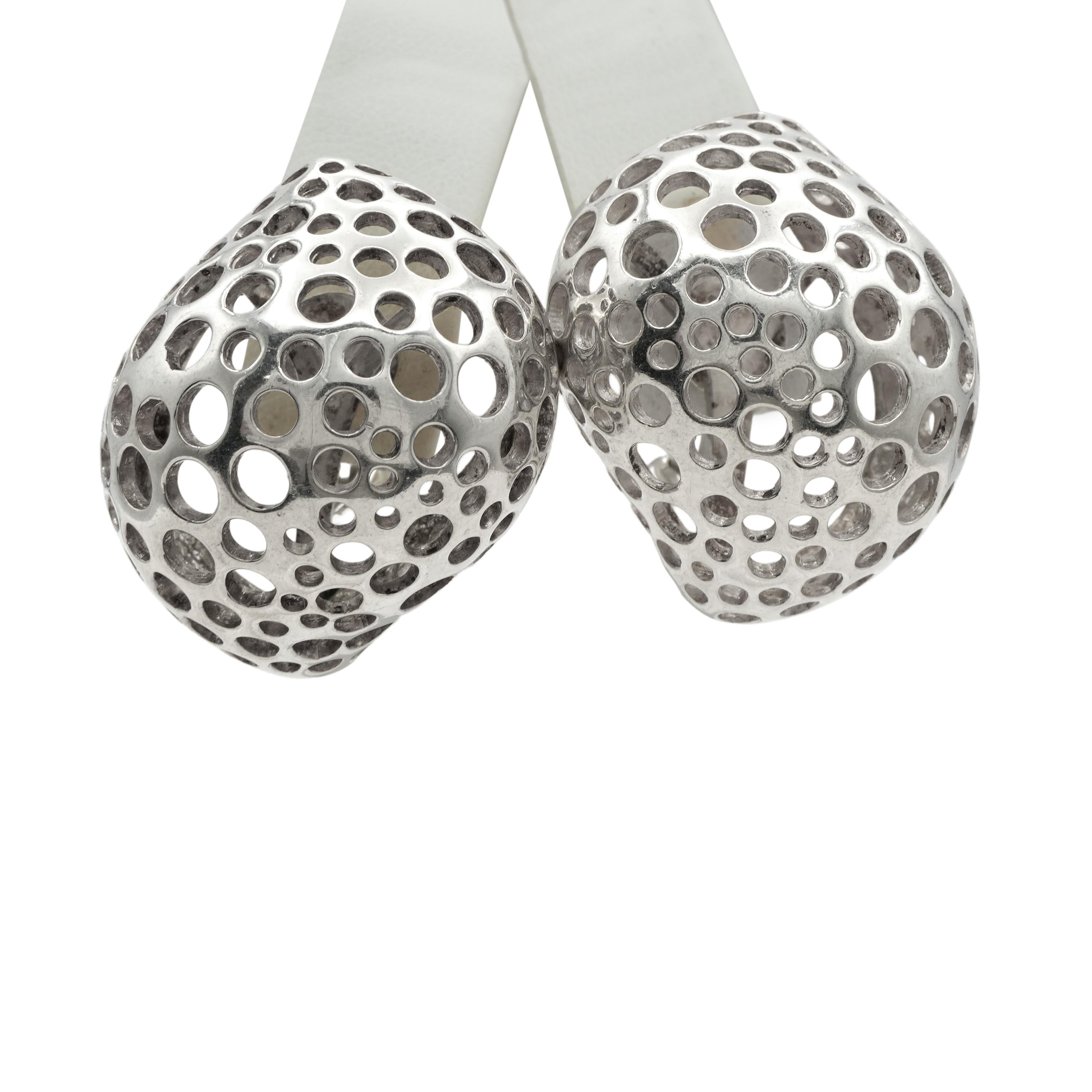 Angela Cummings "Perforation" Sterling Silver Clip-On Earrings and Necklace Set