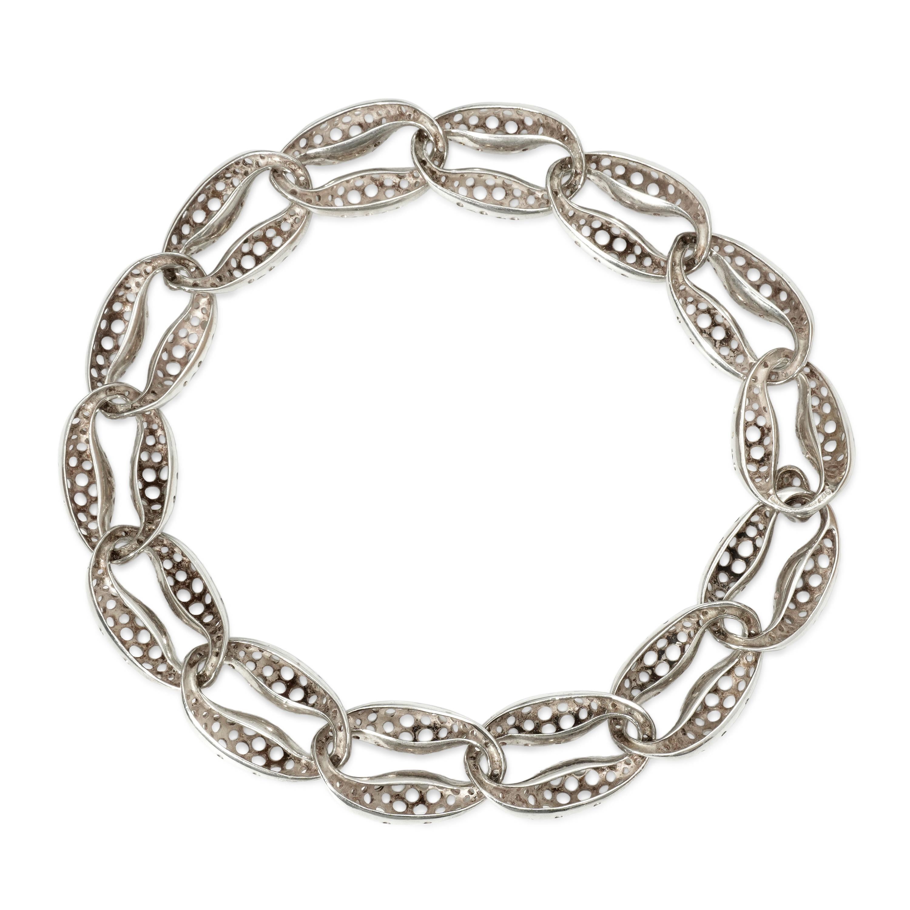 Angela Cummings "Perforation" Sterling Silver Clip-On Earrings and Necklace Set