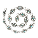 Vintage Southwestern Sterling Silver Turquoise Concho Belt