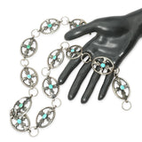 Vintage Southwestern Sterling Silver Turquoise Concho Belt