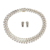 Mexican Sterling Silver Textured Link Necklace & Earrings Set