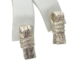 Mexican Sterling Silver Textured Link Necklace & Earrings Set