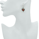 Vintage Navajo Red Coral Silver Squash Blossom Necklace and Earring Set