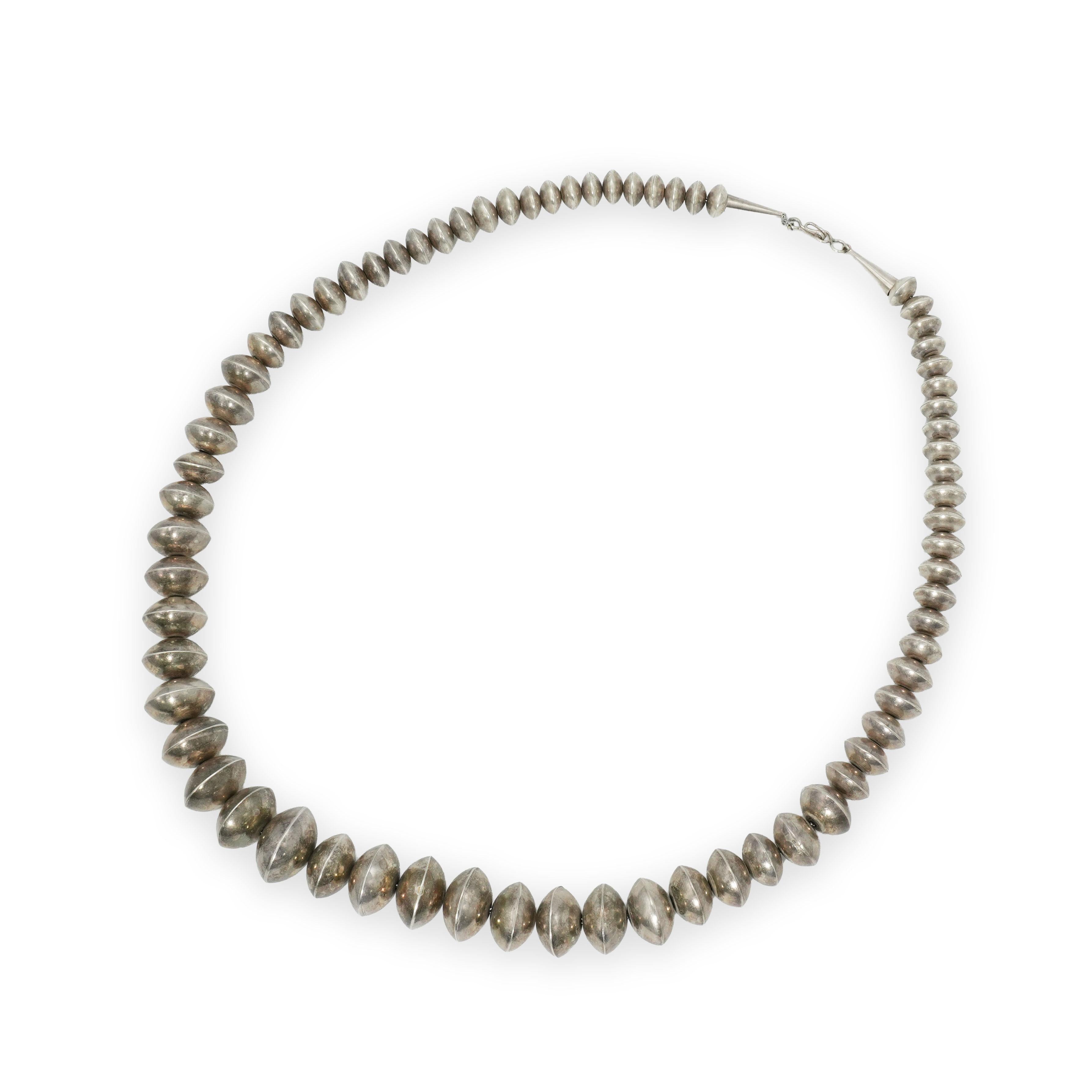 Vintage Navajo Graduated Sterling Silver Pearl Bead Necklace
