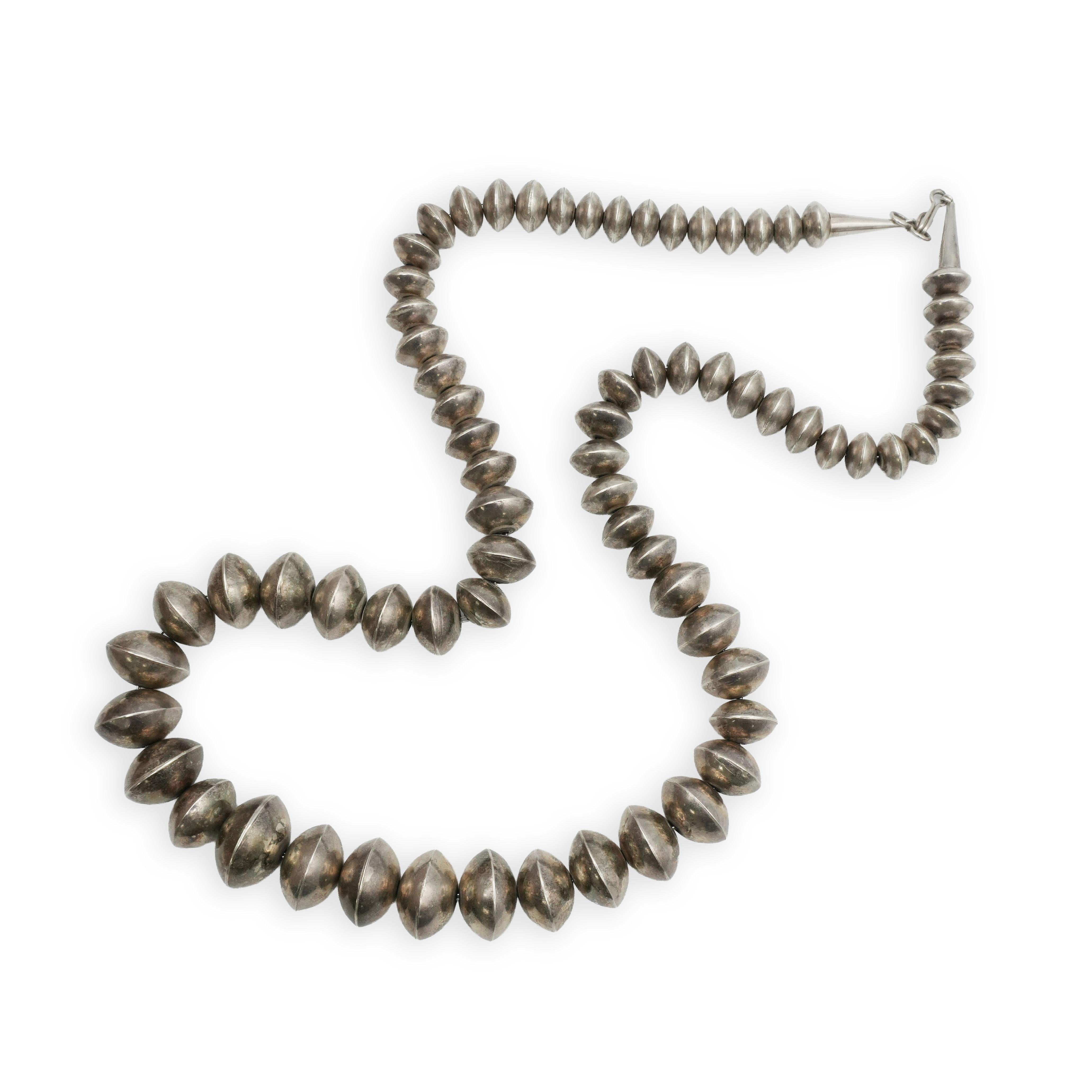 Vintage Navajo Graduated Sterling Silver Pearl Bead Necklace