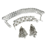 Pianegonda Silver Disc Link Necklace Bracelet and Dangle Earrings Set