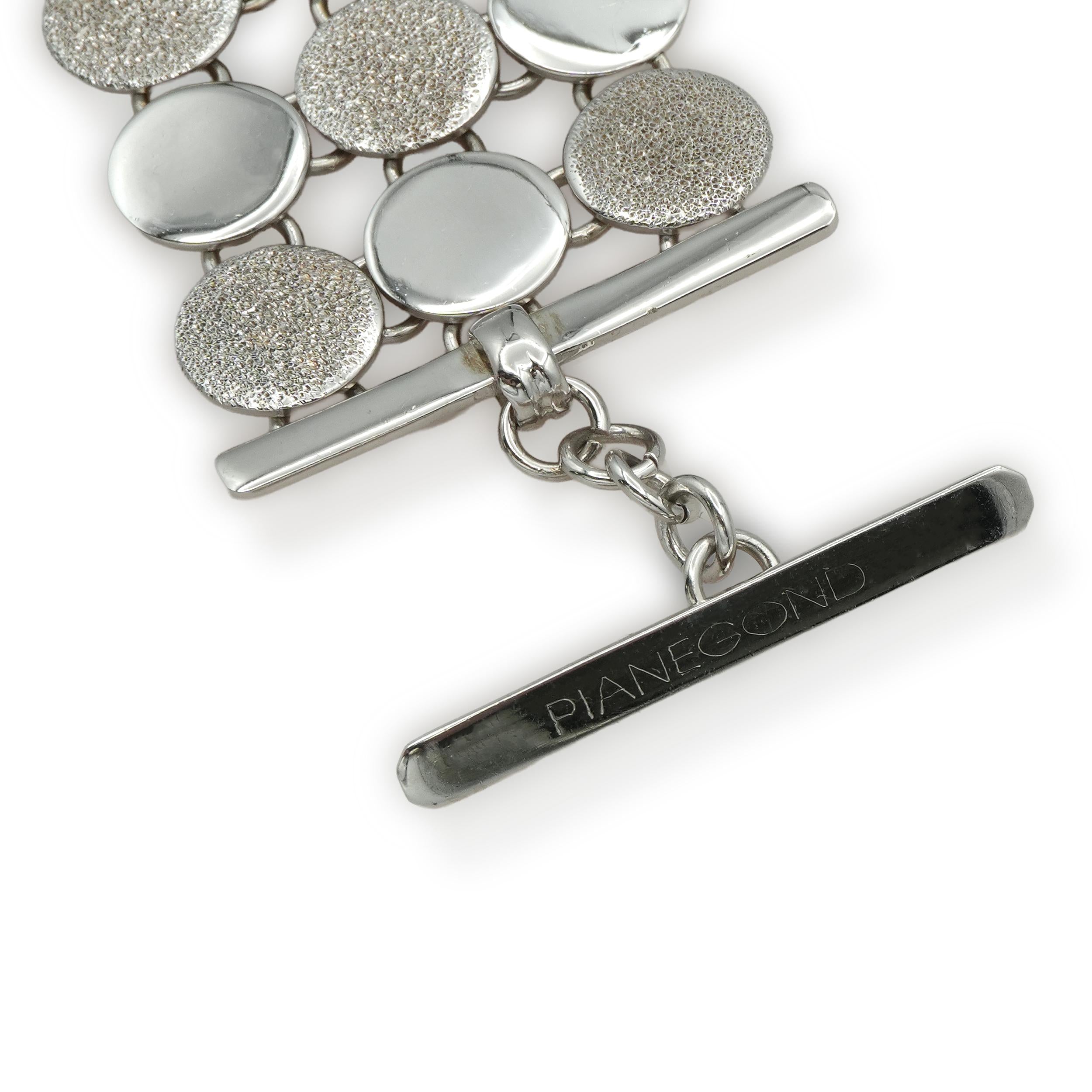 Pianegonda Silver Disc Link Necklace Bracelet and Dangle Earrings Set