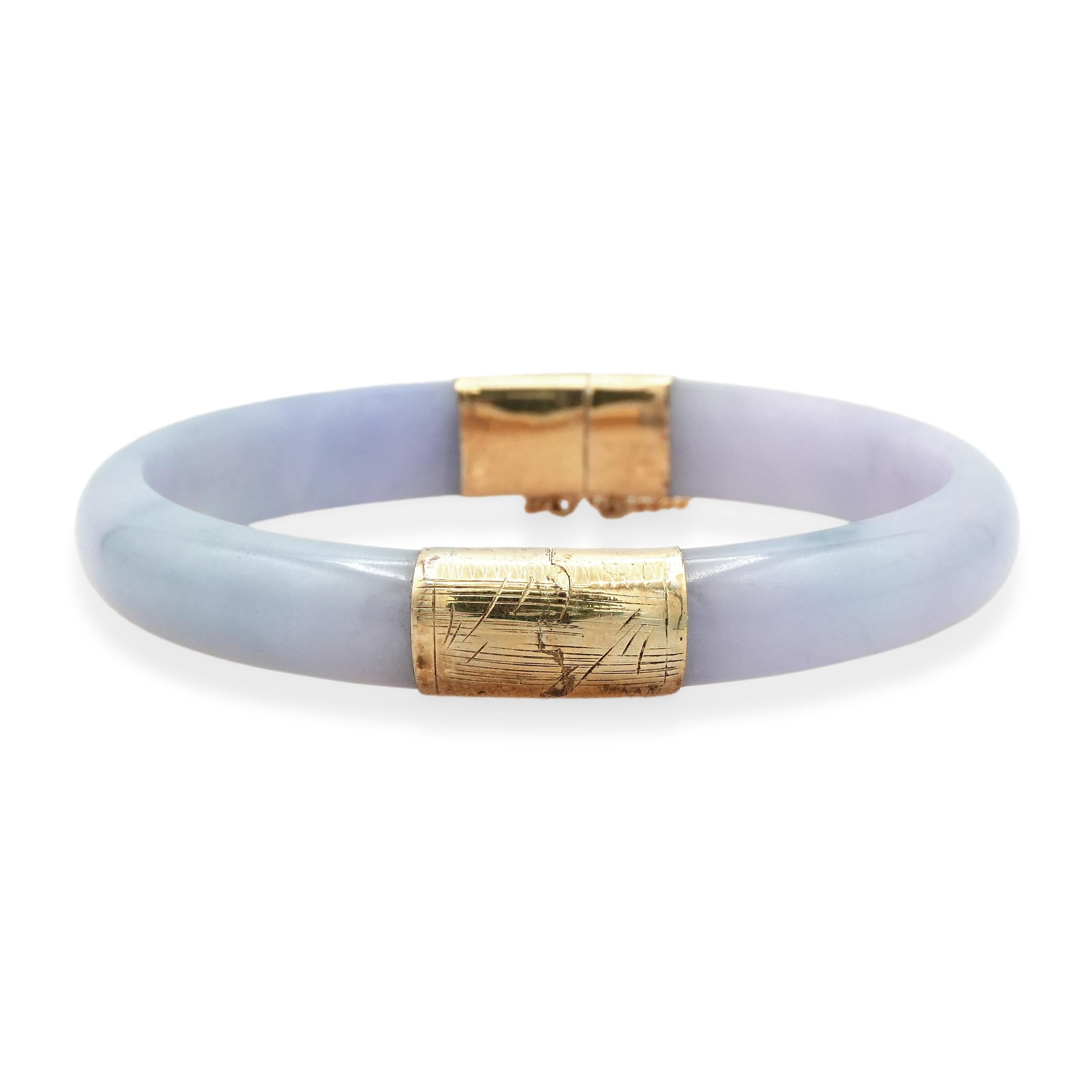 Vintage Lavender Jade Hinged Bangle Bracelet