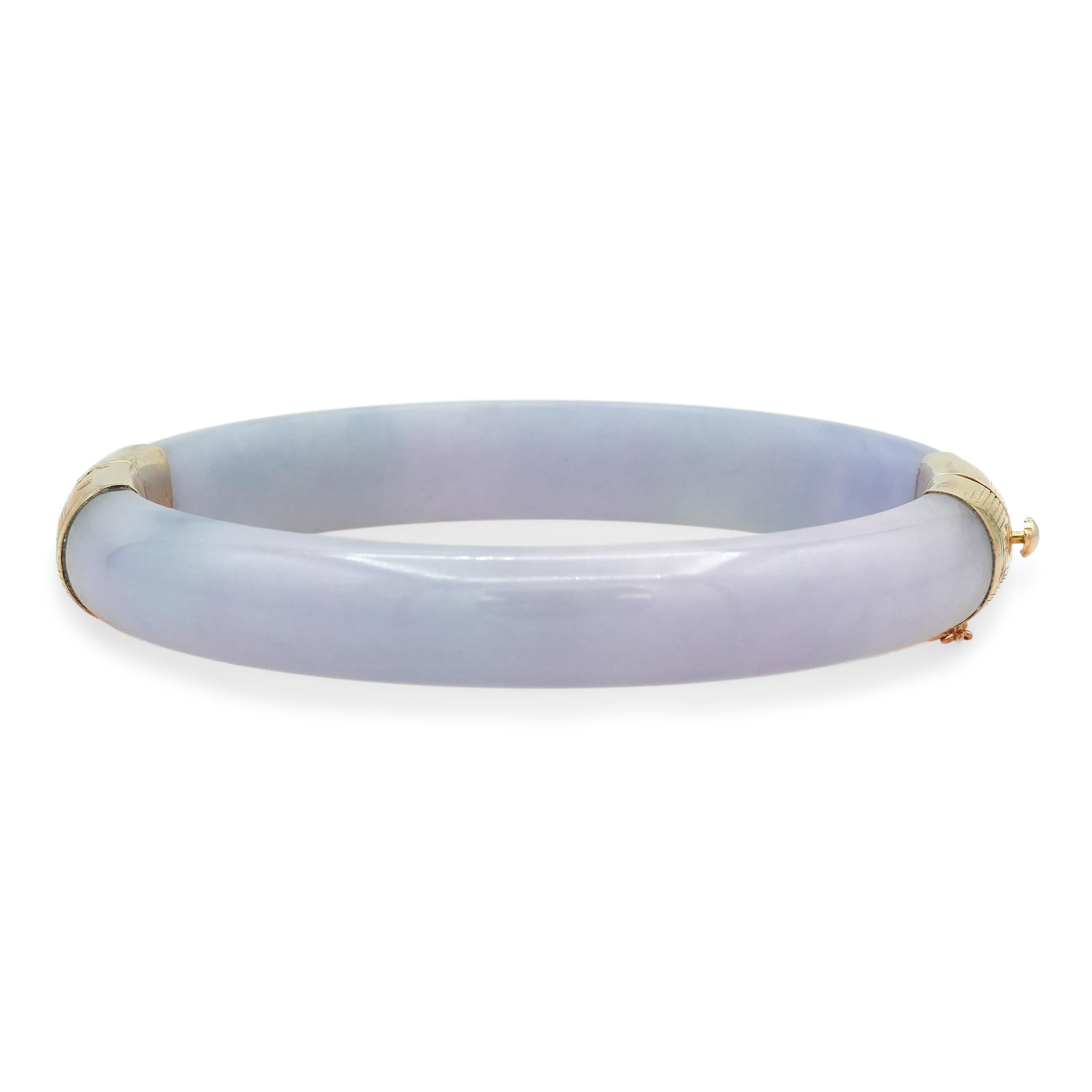 Vintage Lavender Jade Hinged Bangle Bracelet