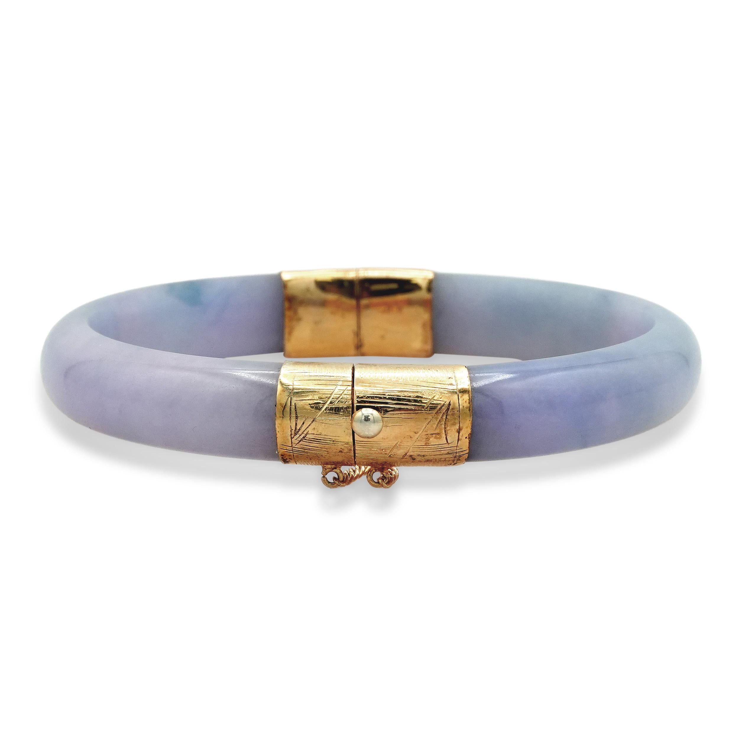 Vintage Lavender Jade Hinged Bangle Bracelet