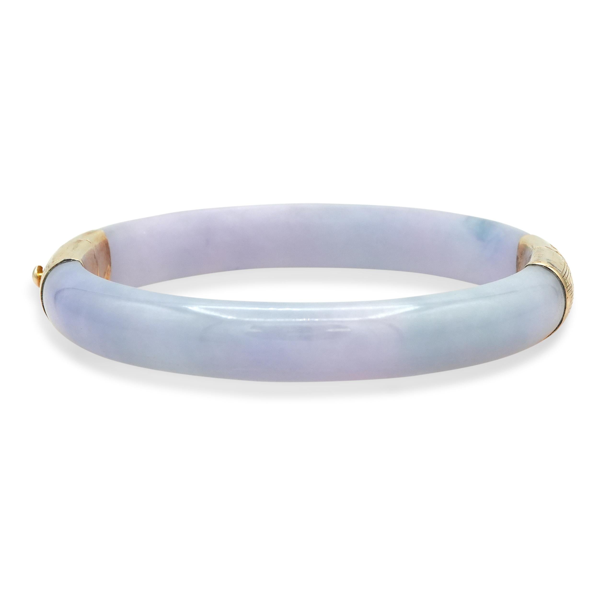 Vintage Lavender Jade Hinged Bangle Bracelet