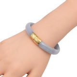 Vintage Lavender Jade Hinged Bangle Bracelet