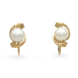 Vintage Mikimoto Akoya Pearl 14k Yellow Gold Earrings