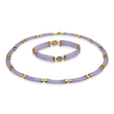 Vintage 14K Yellow Gold Lavender Jade Necklace and Bracelet Set